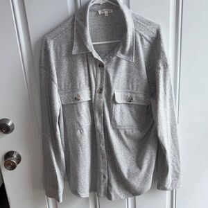 Ultra Flirt Light Gray Button-Down Shirt Jacket
